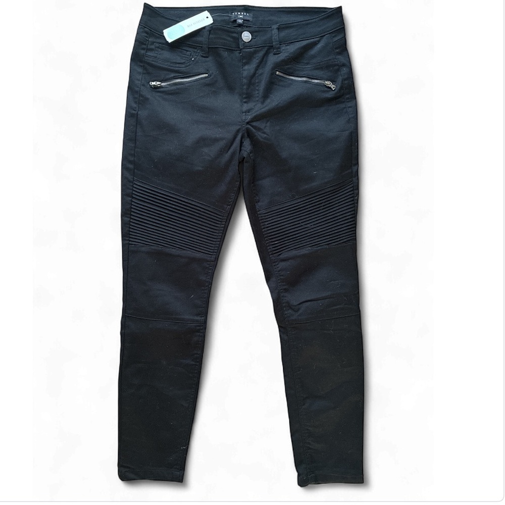 TINSEL NWT Black moto detail Skinny Pants size 10